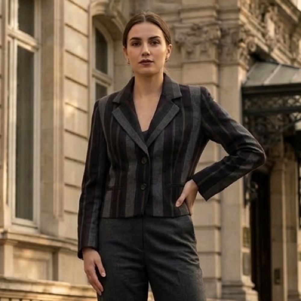 Elegant Striped Women's Blazer